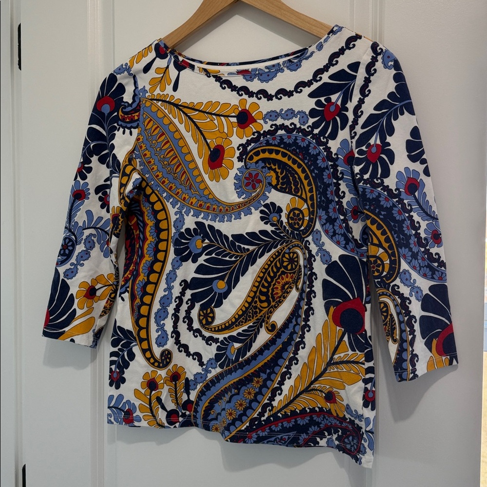 Talbots Colorful Paisley Women's 3/4 Sleeve Top